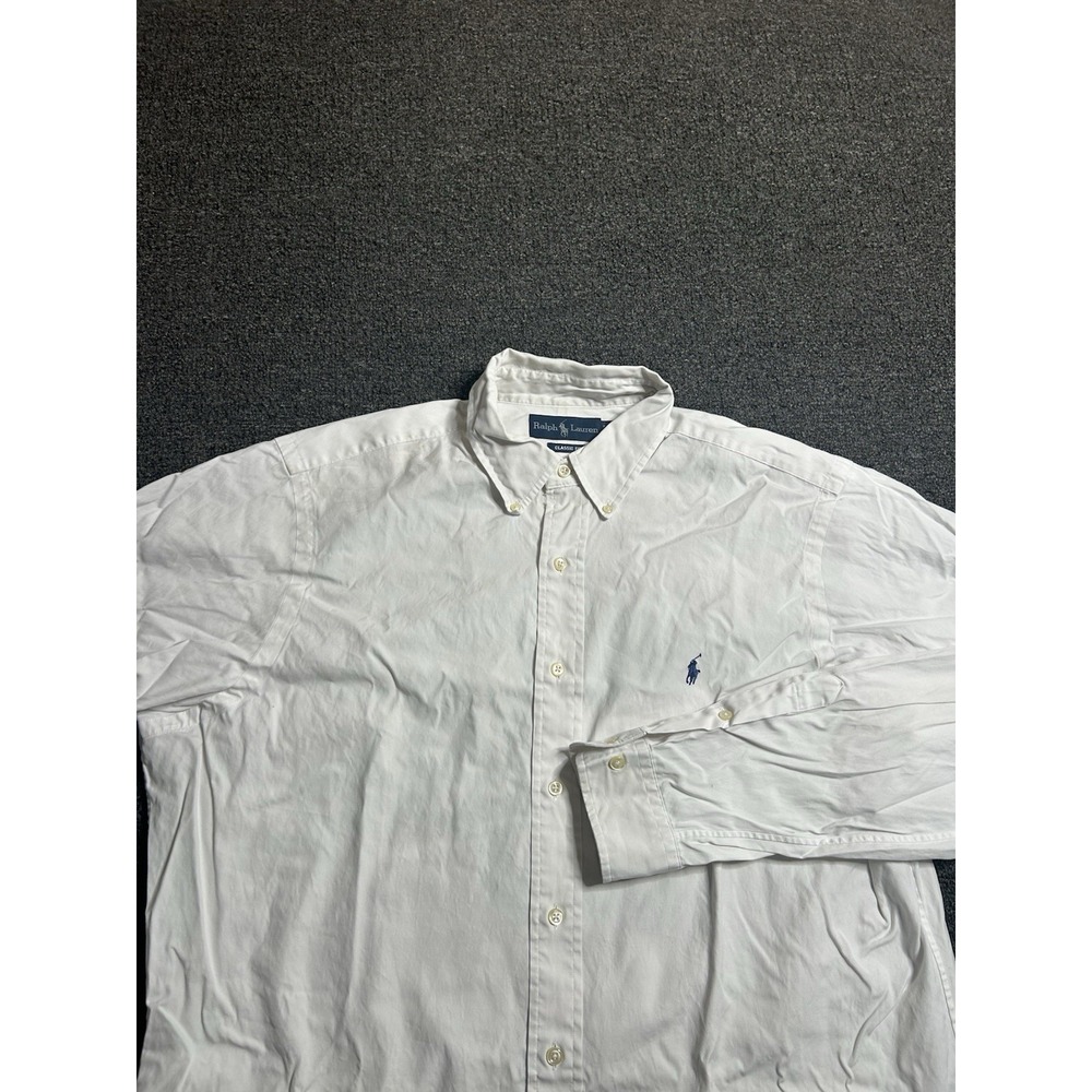 Polo Ralph Lauren Classic Fit Button Down Shirt White Mens Size 16.5 Neck 36/37